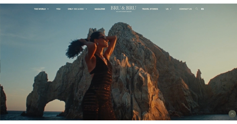 Travel website design for BRU&BRU showcasing luxury destinations and curated travel experiences