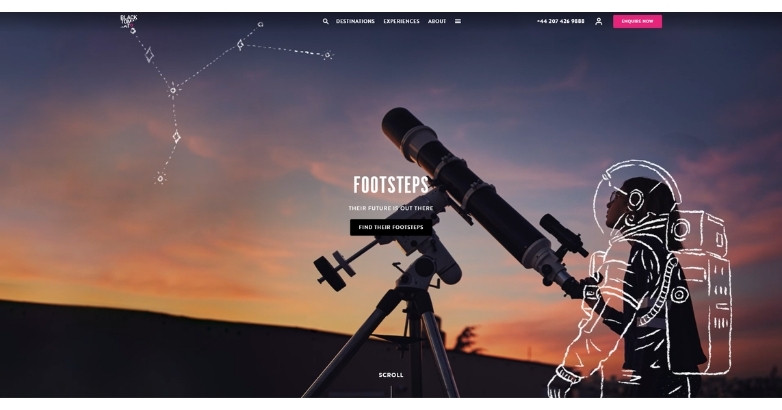 Travel website design for Black Tomato with immersive storytelling and luxury trips